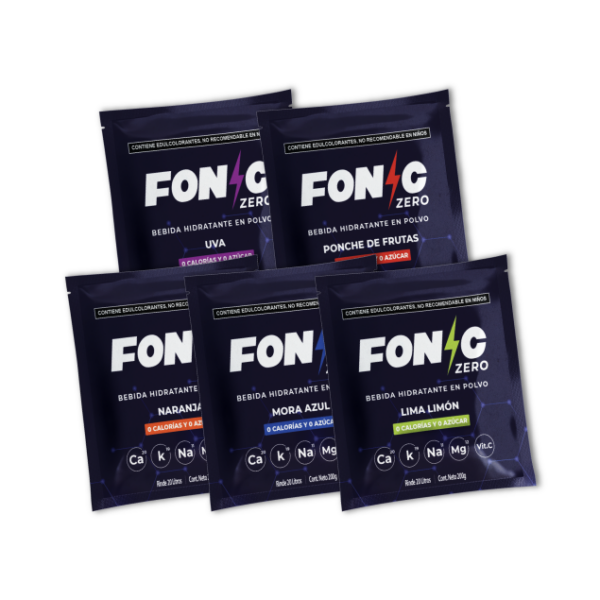 Fonic Zero Azucar 5 Sabores 200g Para 20 Litros Caja 20 pzas