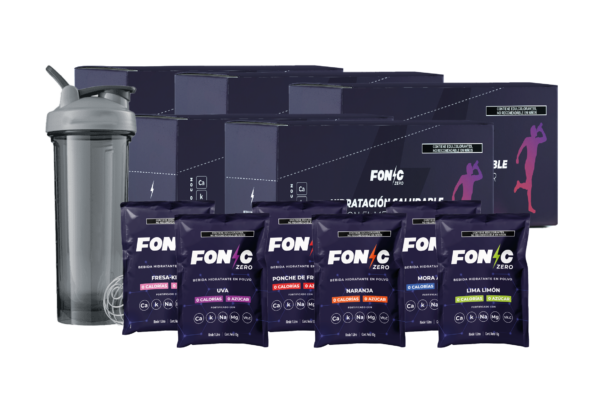 Shaker + Caja 10 pzas Fonic Zero Azucar 10g para 1 litro